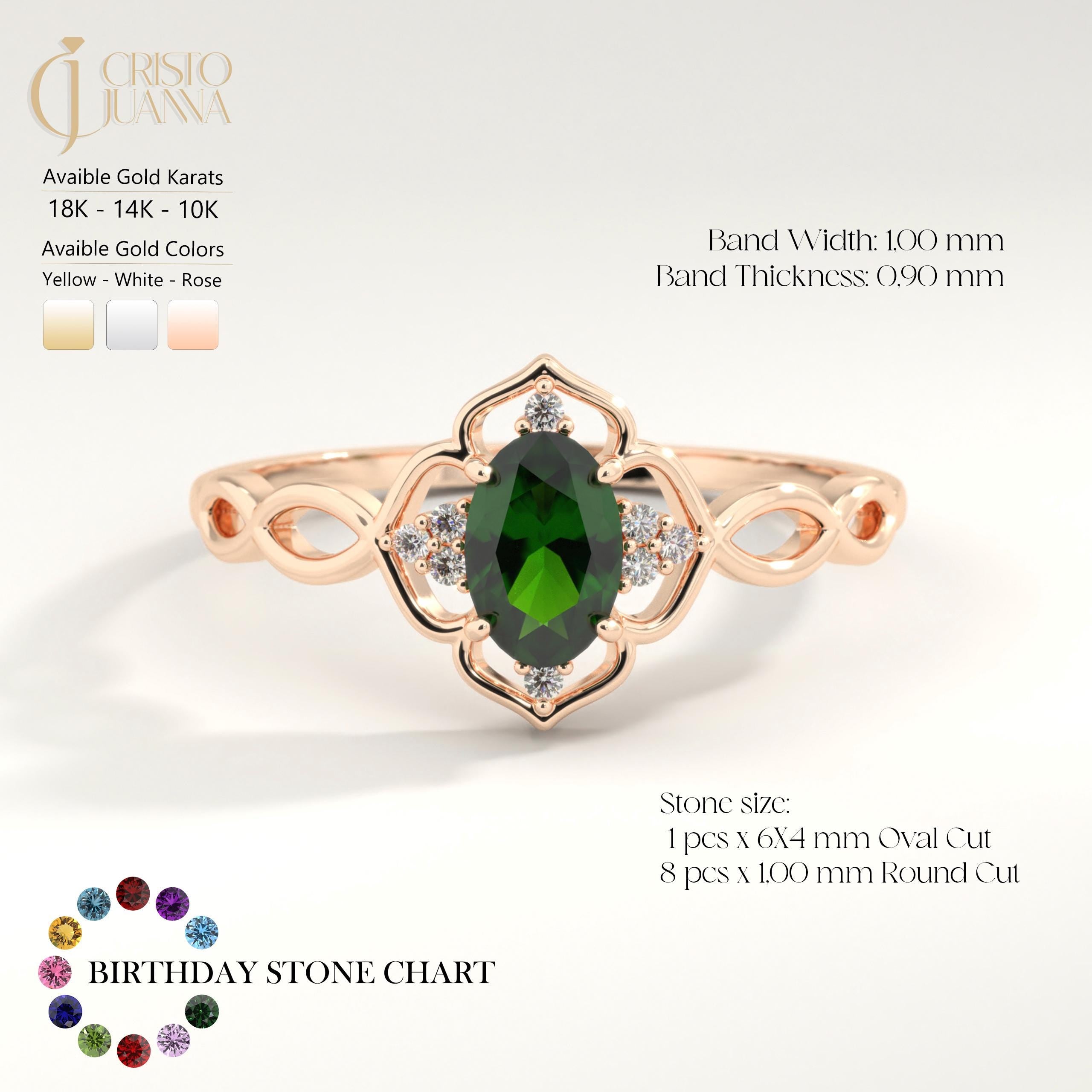 Oval Emerald Engagement Ring – 14K Solid Gold Lace Infinity Band 💚✨
A romantic fusion of elegance and vintage artistry — this oval emerald engagement ring features a vivid green center stone embraced by sparkling side diamonds along a lace-inspired infinity band. Handcrafted in solid 14K gold, its split-shank design symbolizes eternal love, balance, and connection, making it the perfect birthstone or anniversary ring.