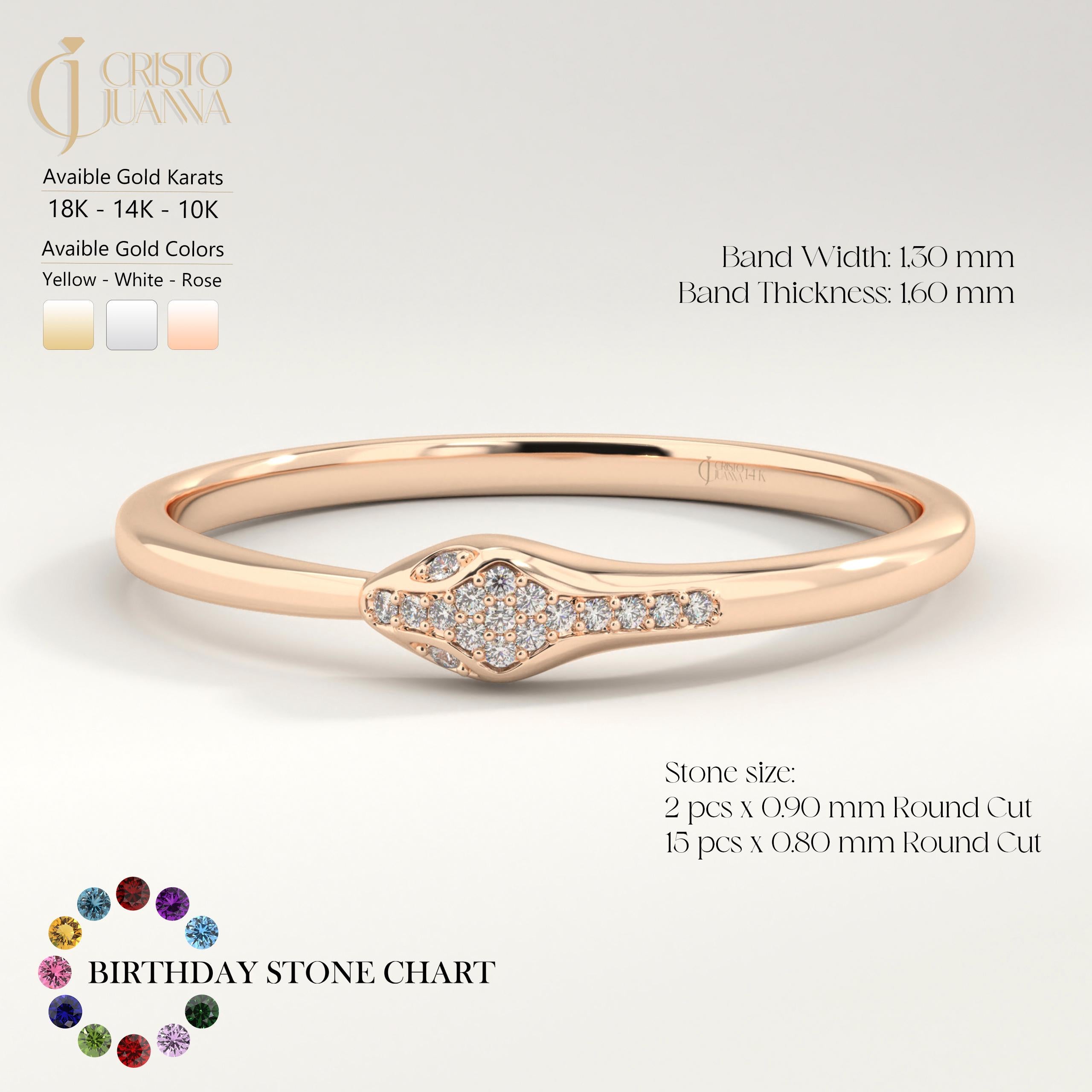 🐍 14K Gold Snake Ring with Diamond – Serpent Moissanite Gothic Band
Bold and symbolic, this dainty snake ring coils elegantly with shimmering stones across the head. A striking piece for lovers of gothic style, mythical symbolism, or unique minimalist jewelry.