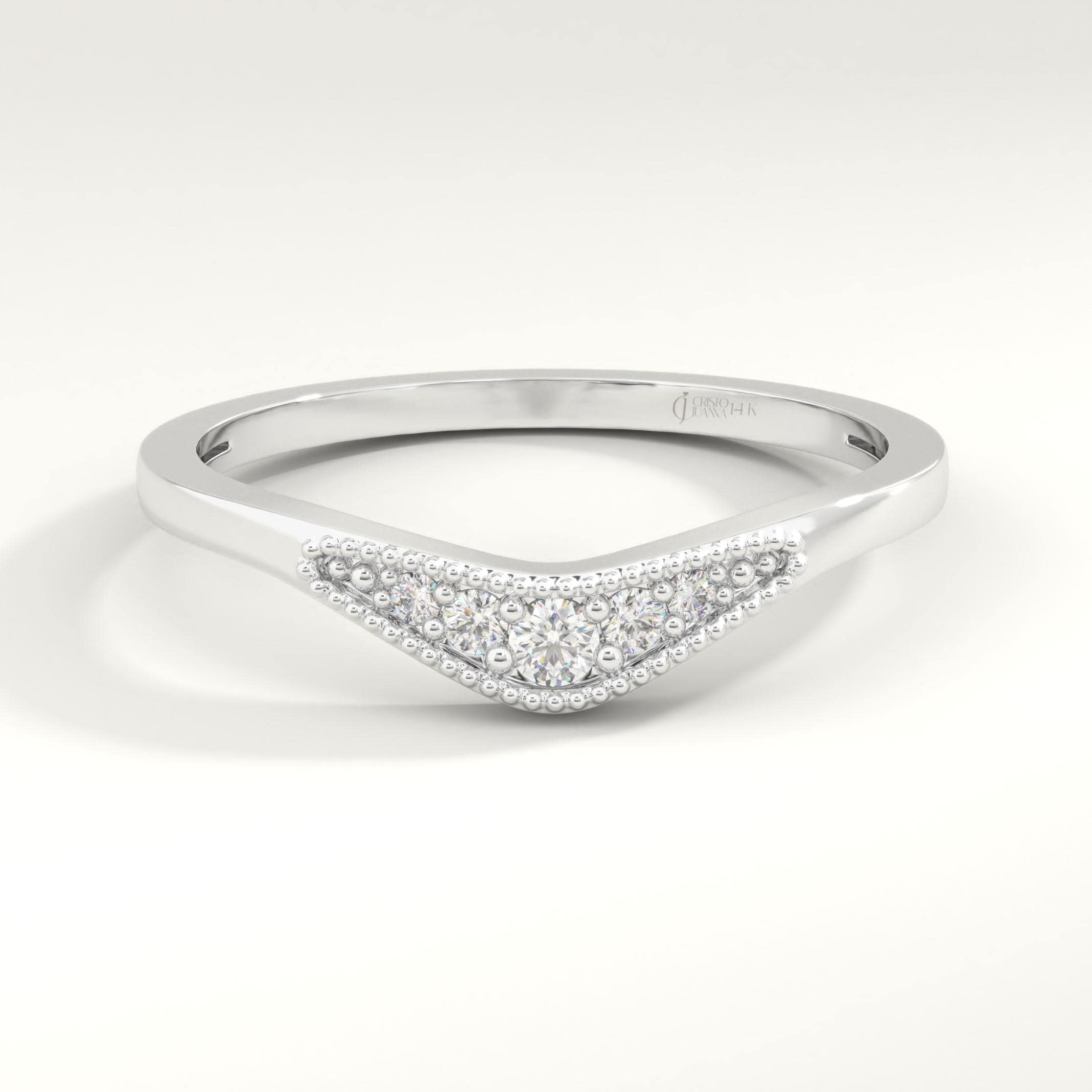 Curved Pave Diamond Wedding Ring – 14K Solid Gold V Shape Chevron Band 💍✨
This minimalist curved band features a graceful wave design with sparkling diamonds. Perfect as a wedding band, engagement ring enhancer, or a chic stackable ring for everyday elegance.