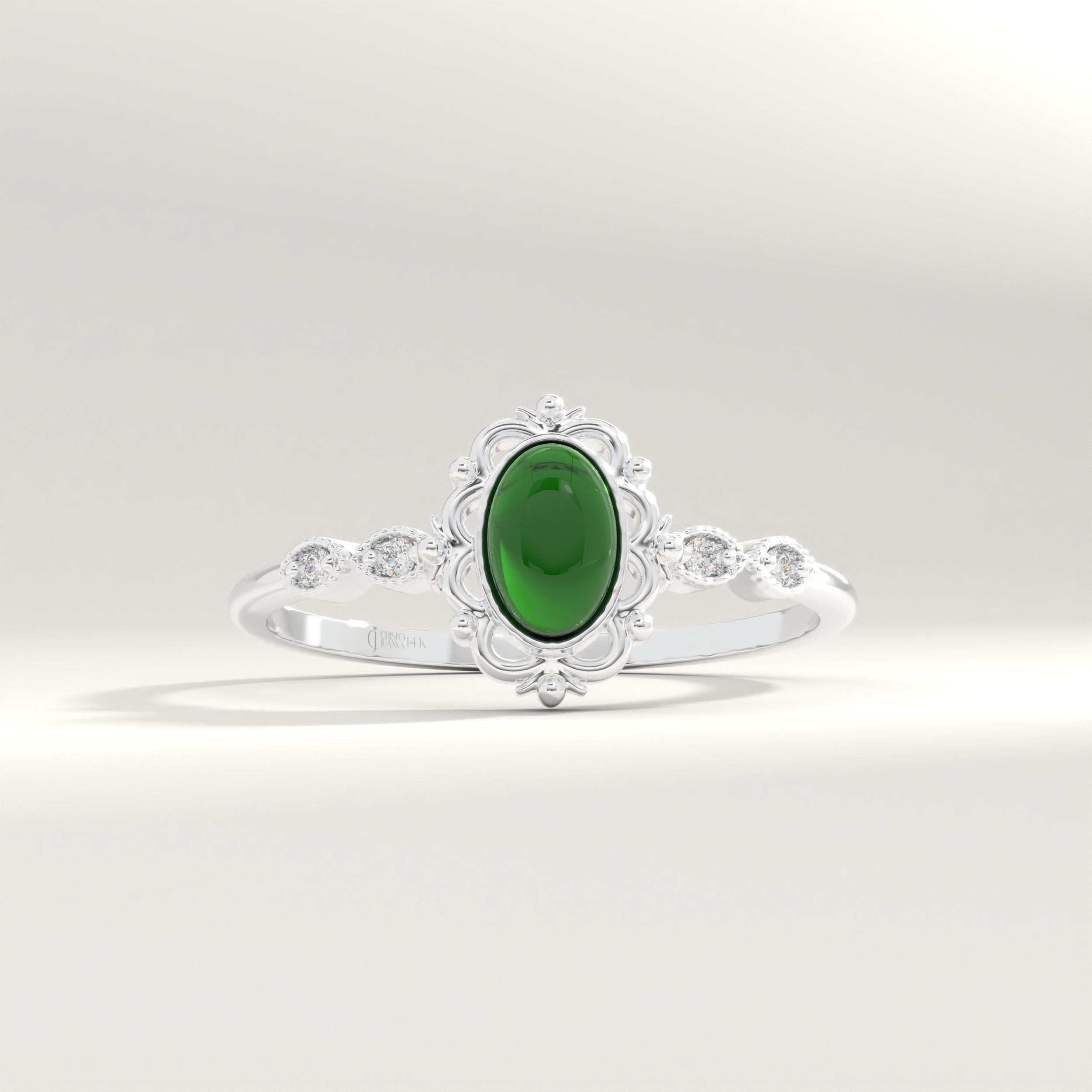 Art Deco Emerald Engagement Ring – 14K Solid Gold Filigree Wedding Band 💚✨
This stunning Art Deco Emerald Ring embodies timeless sophistication and handcrafted artistry. Featuring a vivid oval-cut emerald framed by sparkling side diamonds, the intricate filigree band showcases vintage charm with a modern twist. Perfect as a wedding, engagement, or anniversary gift, it’s a symbol of love, strength, and renewal.