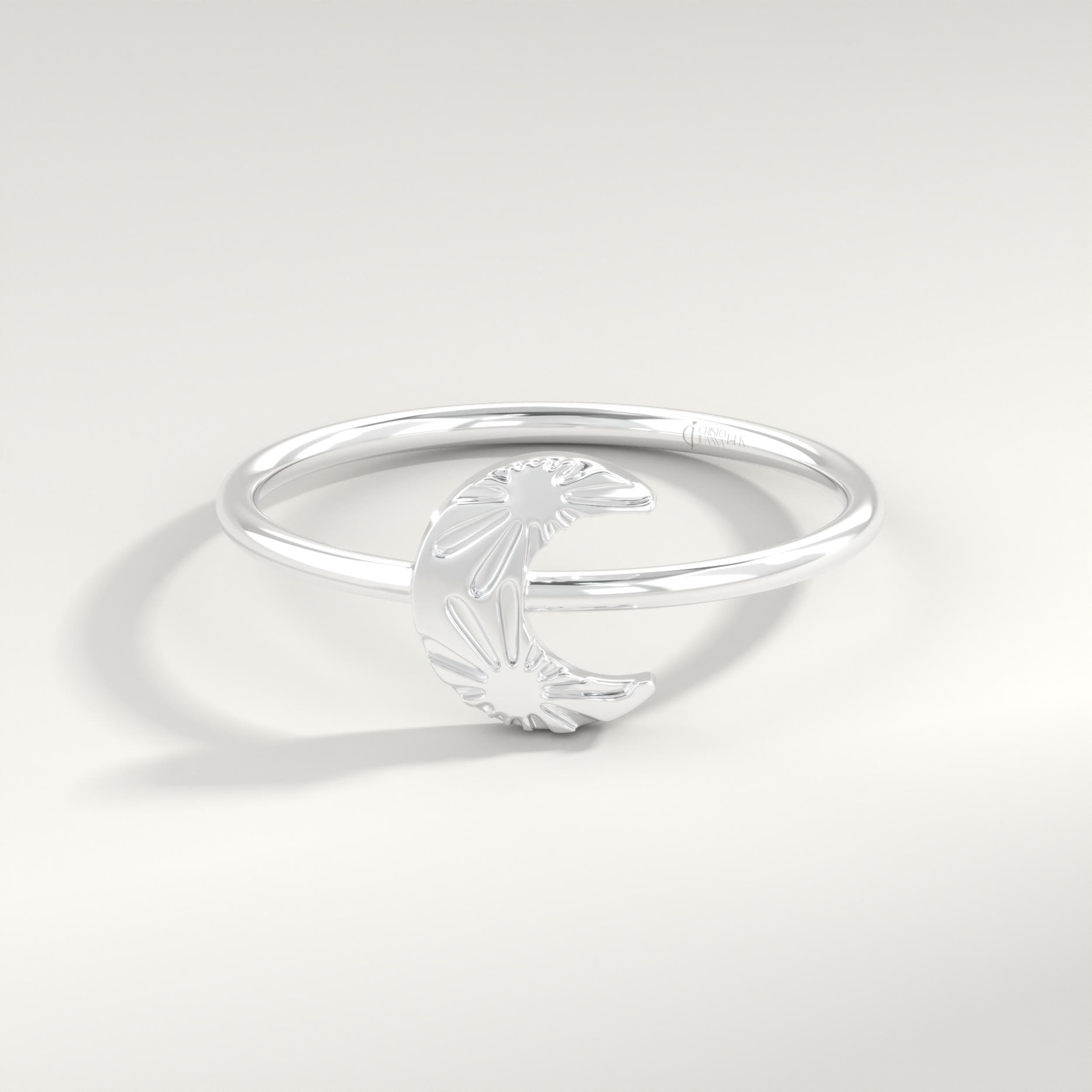 Crescent Moon Ring – 14K Solid Gold 🌙☀️
This delicate crescent moon ring features a moon and sun texture design, symbolizing balance, harmony, and the connection between day and night. Its minimalist style makes it perfect for everyday wear, stacking with other rings, or gifting to someone special who loves celestial jewelry.

The slim gold band is comfortable, timeless, and available in yellow, white, or rose gold — making it a versatile piece for any jewelry collection.