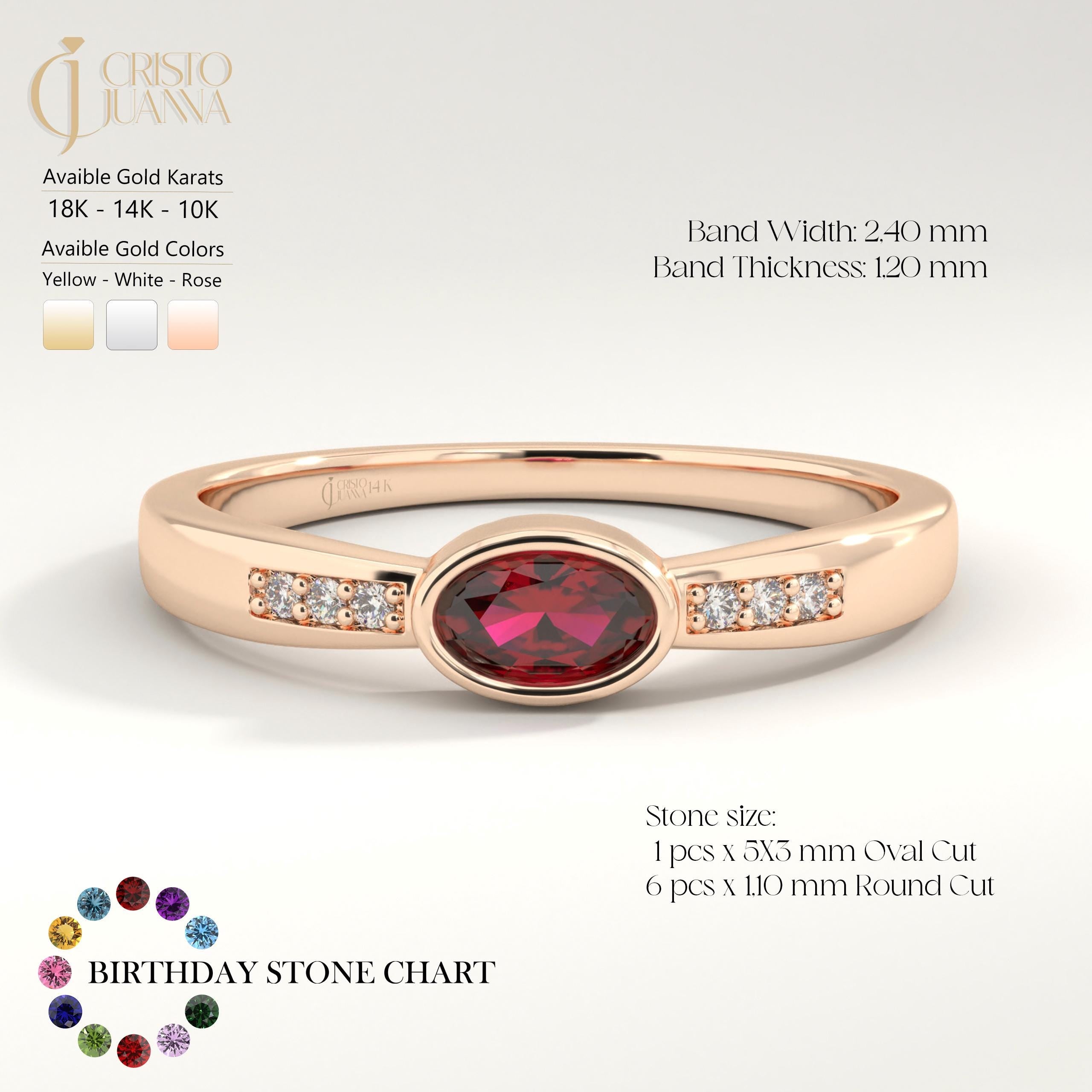 Ruby Engagement Ring with Side Diamond Band – 10K/14K/18K Solid Gold ✨💎
A stunning symbol of love, this bezel-set ruby ring features a deep red oval ruby accented by sparkling side diamonds. Perfect as a July birthstone ring, engagement ring, or anniversary gift, it blends timeless beauty with modern elegance.