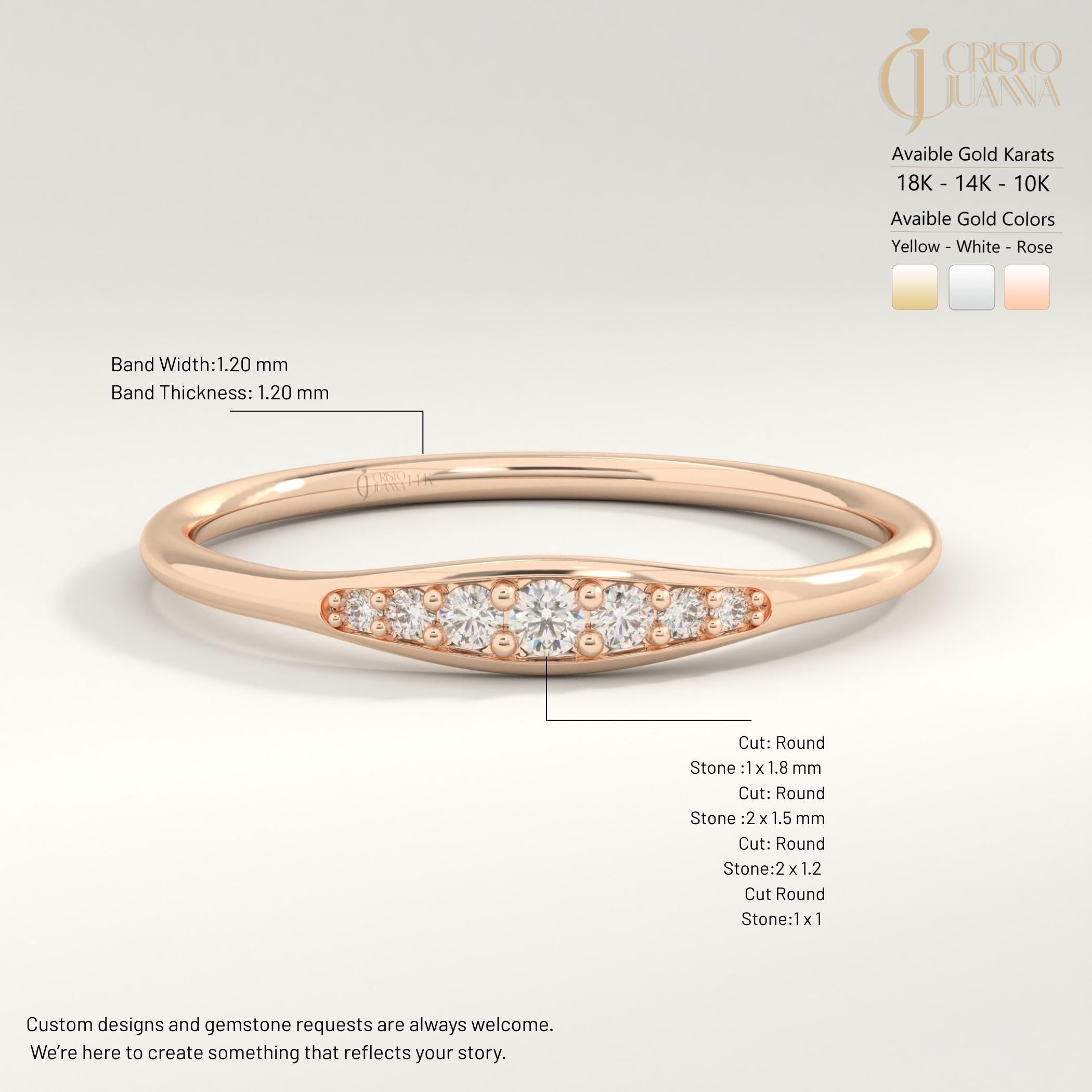 Thin Diamond Band Ring – 10K / 14K / 18K Solid Gold ✨💎
A dainty and minimalist diamond band featuring a flat bar design with sparkling round-cut diamonds. Perfect as an elegant wedding ring, delicate engagement band, or everyday stacking piece. Its slim and timeless style makes it a versatile gift for women who love subtle luxury.