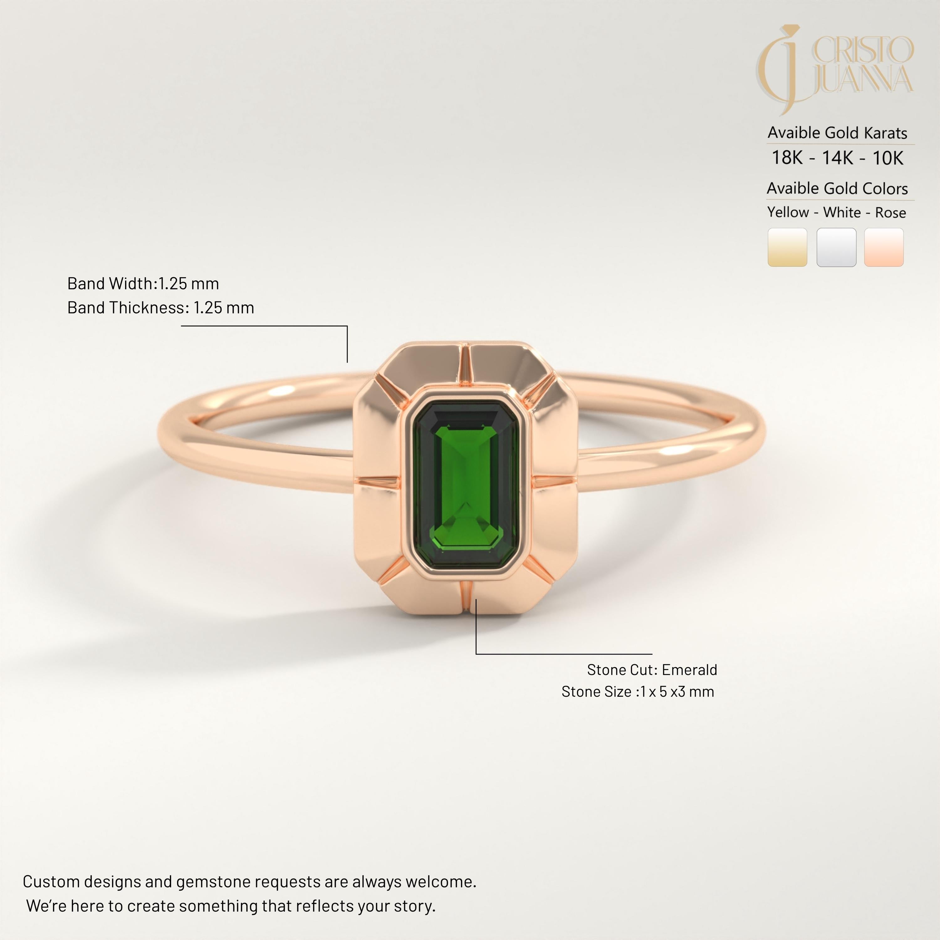 Bezel Emerald Emerald Cut Ring 14K Solid Gold Wedding Ring Art Deco Birthstone Ring Rectangle Gemstone Ring