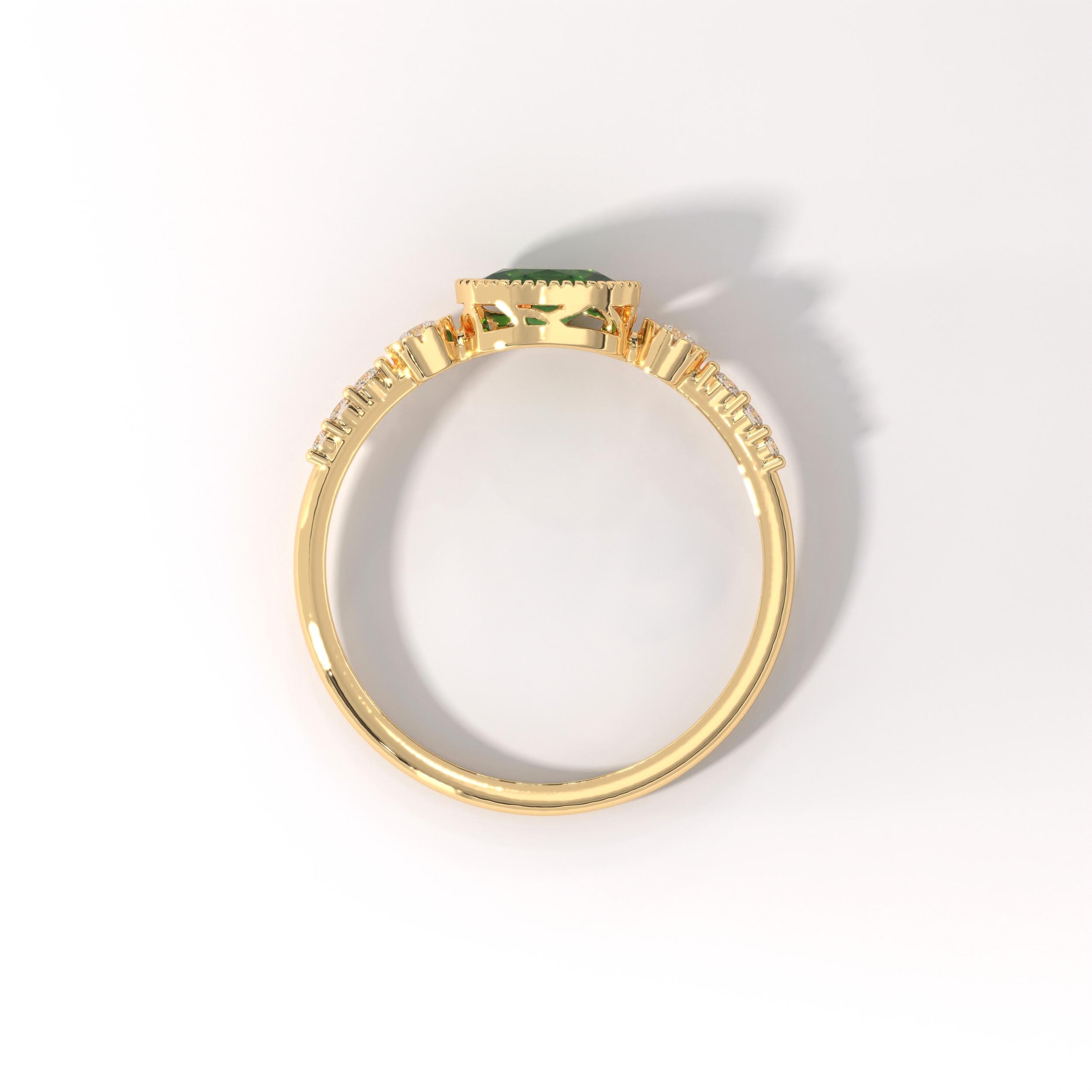 💚 Vintage Inspired Emerald Ring | Oval Birthstone Ring with Side Diamonds – 14K Solid Gold

This vintage inspired emerald ring showcases a timeless Art Deco elegance, featuring a glowing oval-cut green gemstone framed in a sleek bezel setting and accented with sparkling side stones. Handcrafted in solid gold, this ring blends classic charm with modern craftsmanship—perfect for meaningful moments and everyday luxury.
