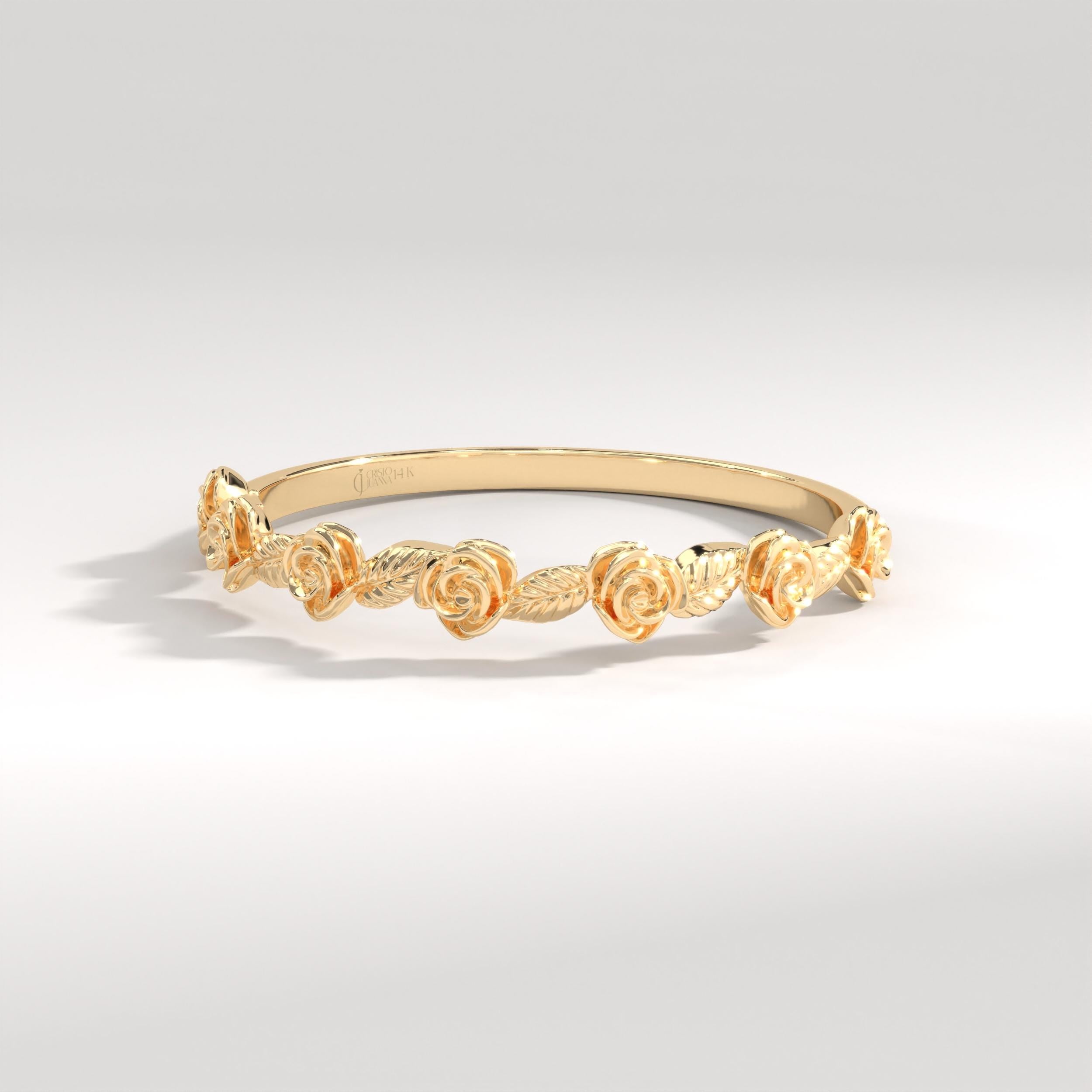 🌸 Rose Texture Band Ring | 14K Solid Gold Floral Daisy Band – Nature Inspired Jewelry

Celebrate natural beauty with this elegant rose texture band ring, featuring delicate floral daisy and ivy leaf textures wrapped around a slim solid gold band. Handcrafted with care, this timeless design reflects nature-inspired artistry blended with vintage charm. Its lightweight and comfortable structure makes it perfect for everyday wear or meaningful occasions.