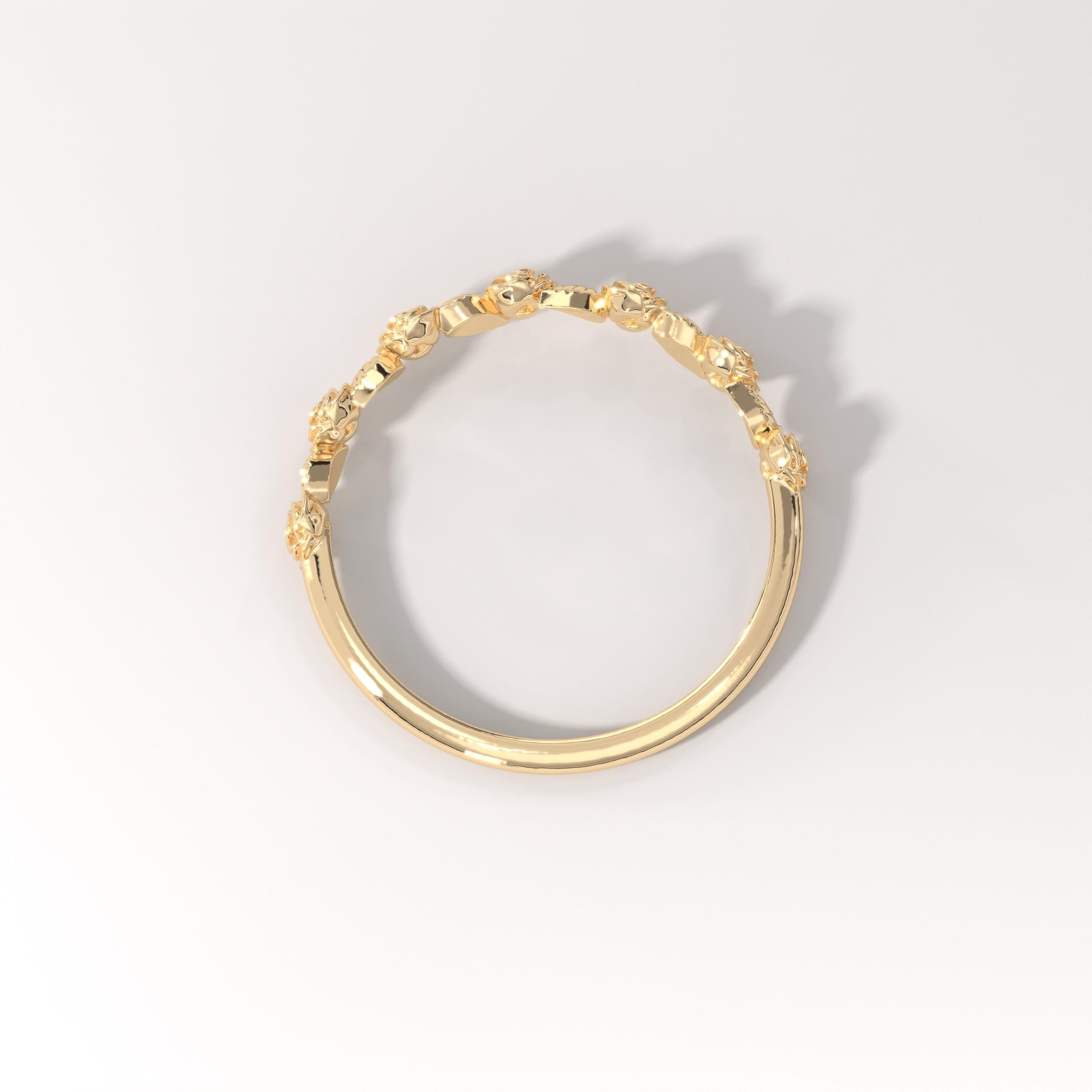 🌸 Rose Texture Band Ring | 14K Solid Gold Floral Daisy Band – Nature Inspired Jewelry

Celebrate natural beauty with this elegant rose texture band ring, featuring delicate floral daisy and ivy leaf textures wrapped around a slim solid gold band. Handcrafted with care, this timeless design reflects nature-inspired artistry blended with vintage charm. Its lightweight and comfortable structure makes it perfect for everyday wear or meaningful occasions.