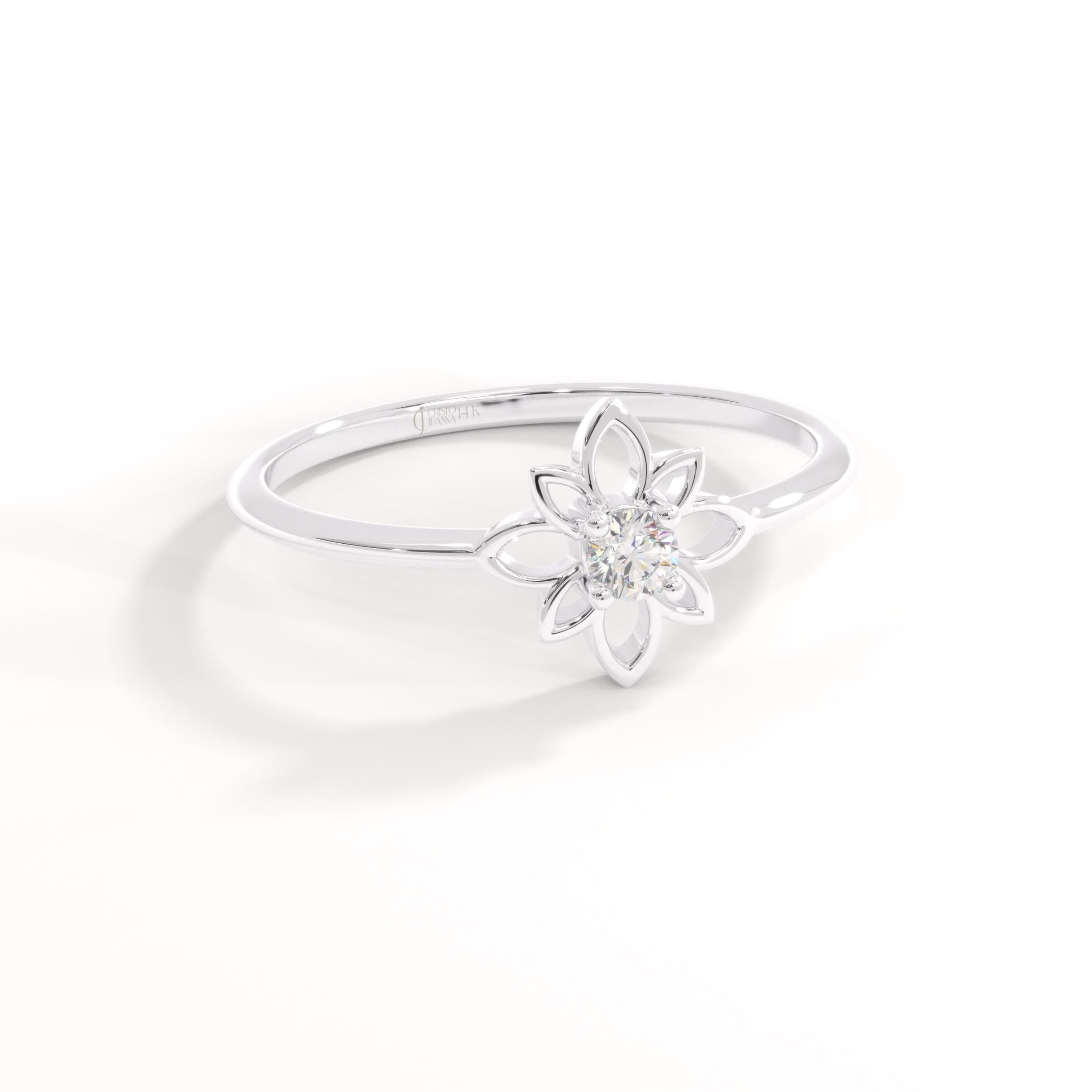 🌼 Diamond Open Daisy Ring | 14K Solid Gold Dainty Floral Stackable Band

Inspired by vintage elegance and the soft beauty of nature, this Diamond Open Daisy Ring features a delicate floral silhouette with a sparkling round stone at its center. Handcrafted in solid gold, this slim and graceful band is designed for effortless everyday wear and easy stacking. Its open daisy motif brings a light, boho charm while maintaining a timeless and feminine appeal.