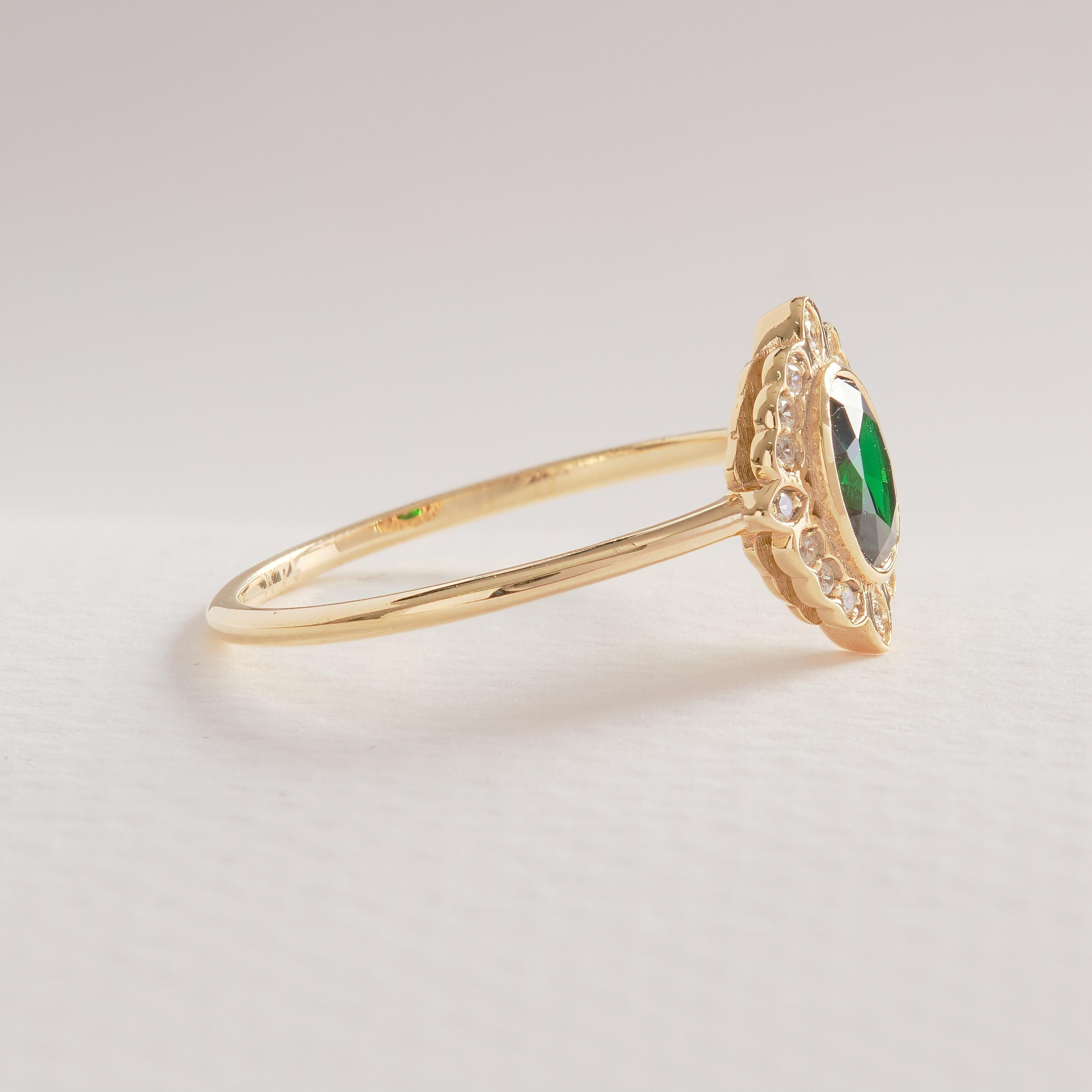 14K Solid Gold Peridot Ring, Oval Birthstone Ring with Side Diamond Band, Peridot Green Gemstone Rings for Women