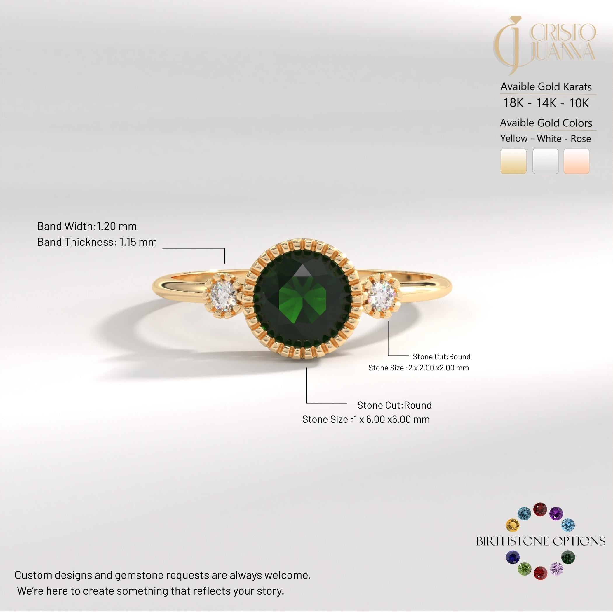 ✨ 14K Solid Gold Emerald Ring with Side Diamond Accents
Dainty Birthstone Ring with Tiny Moissanite Option – Vintage Inspired Green Gemstone Ring for Women

Celebrate timeless elegance with this vintage-inspired emerald ring, crafted in solid gold and designed to sparkle with delicate side stones. Its slim band and classic silhouette make it perfect for everyday wear or meaningful occasions.