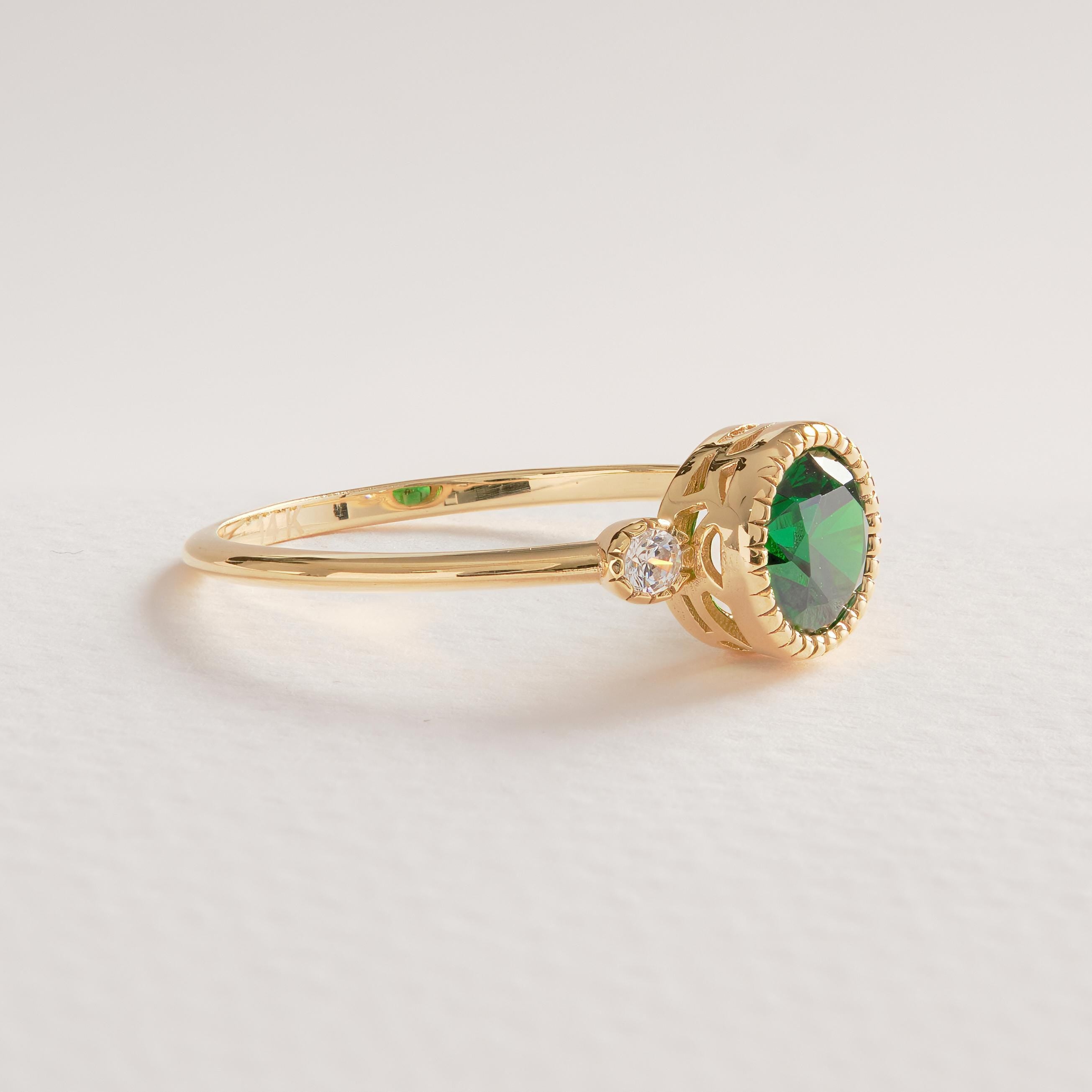✨ 14K Solid Gold Emerald Ring with Side Diamond Accents
Dainty Birthstone Ring with Tiny Moissanite Option – Vintage Inspired Green Gemstone Ring for Women

Celebrate timeless elegance with this vintage-inspired emerald ring, crafted in solid gold and designed to sparkle with delicate side stones. Its slim band and classic silhouette make it perfect for everyday wear or meaningful occasions.