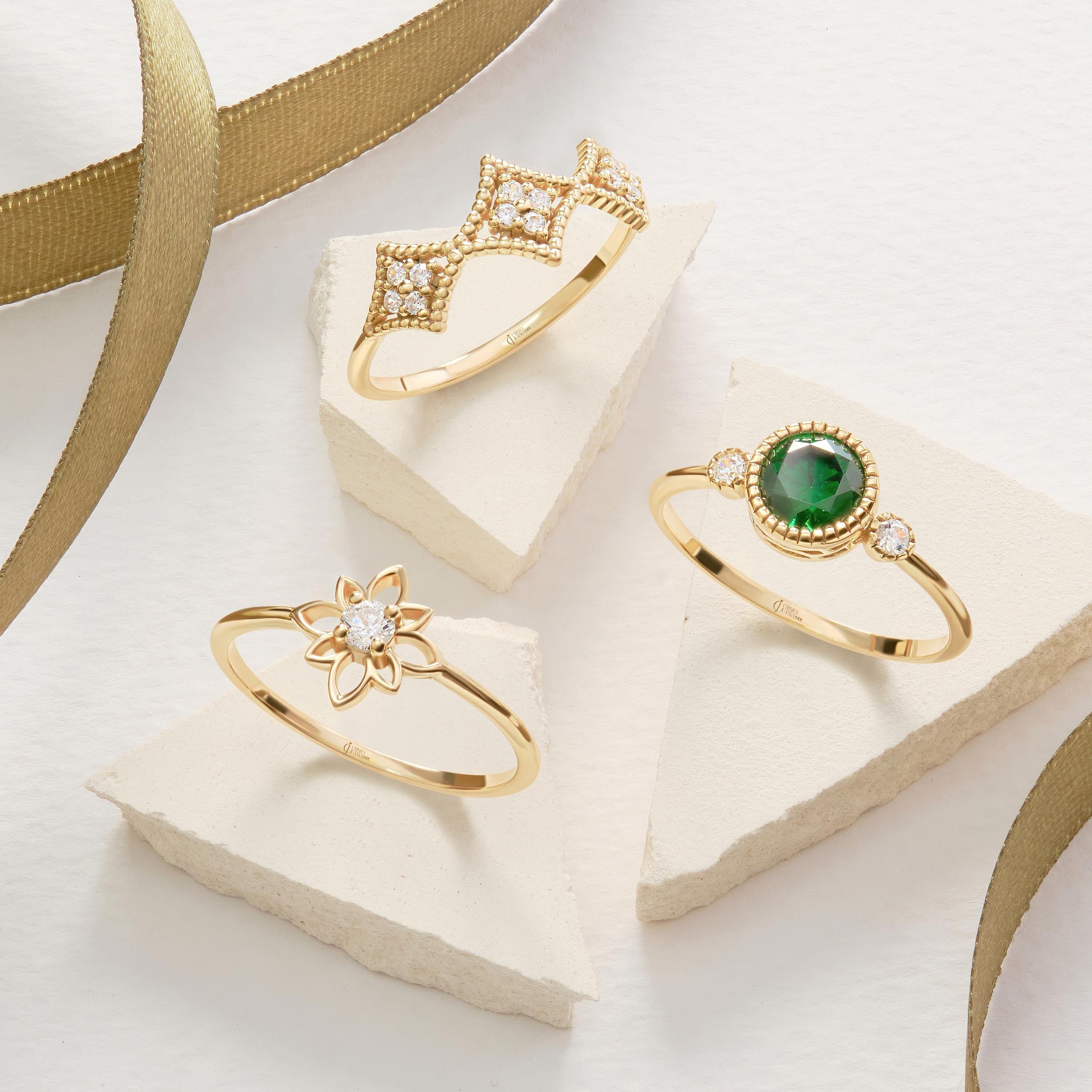 ✨ 14K Solid Gold Emerald Ring with Side Diamond Accents
Dainty Birthstone Ring with Tiny Moissanite Option – Vintage Inspired Green Gemstone Ring for Women

Celebrate timeless elegance with this vintage-inspired emerald ring, crafted in solid gold and designed to sparkle with delicate side stones. Its slim band and classic silhouette make it perfect for everyday wear or meaningful occasions.