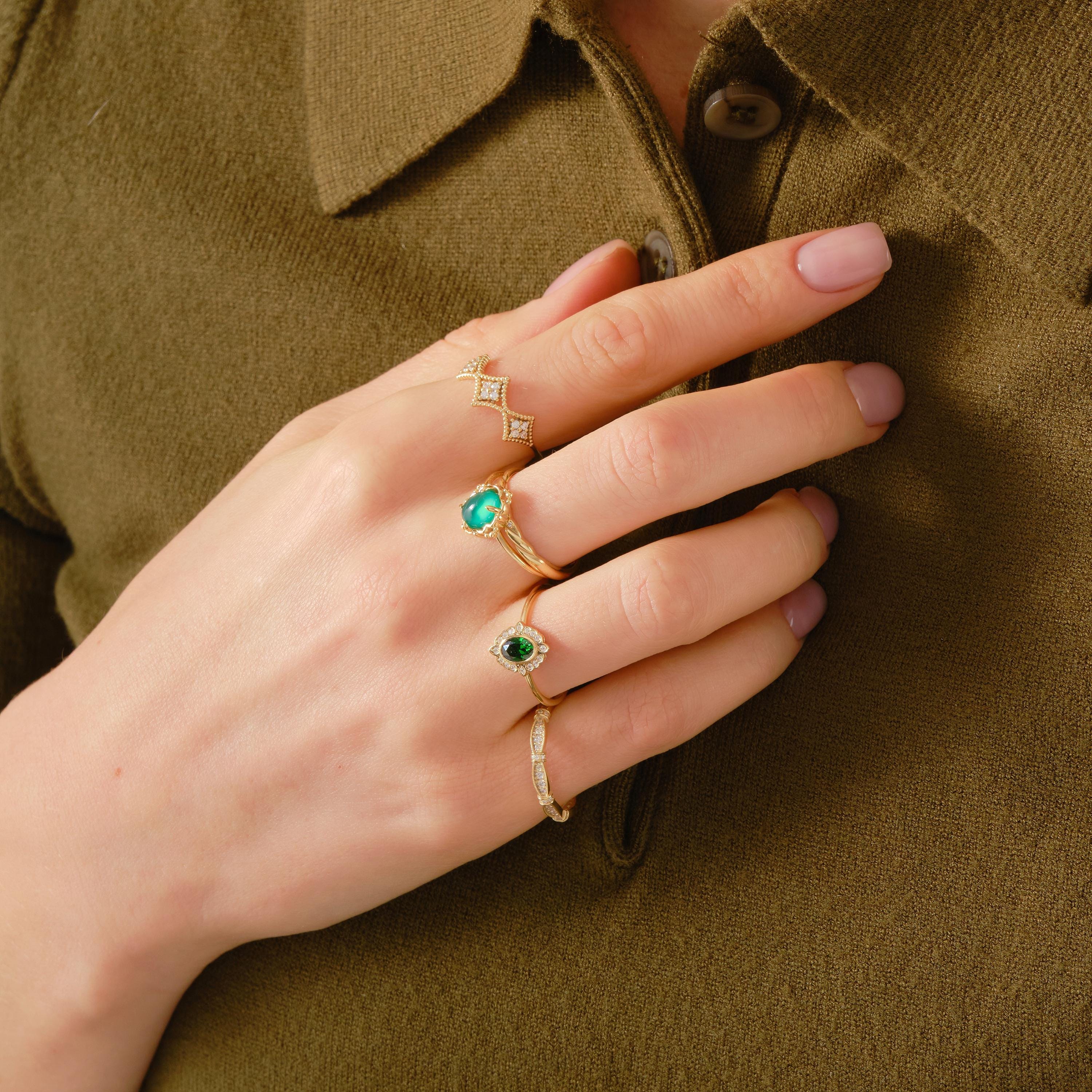 14K Solid Gold Peridot Ring, Oval Birthstone Ring with Side Diamond Band, Peridot Green Gemstone Rings for Women