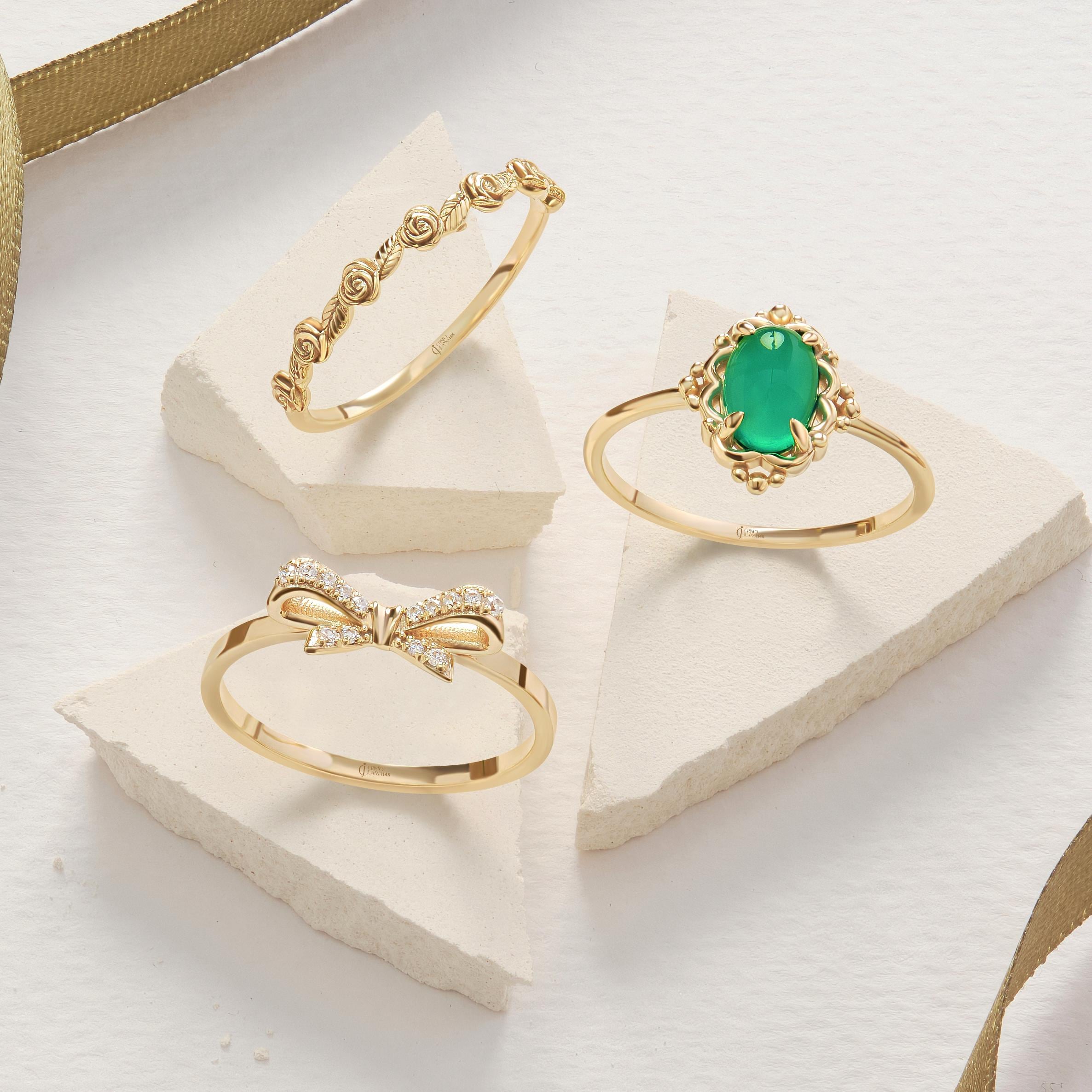 ✨ 14K Solid Gold Ribbon Ring – Dainty Diamond Bowtie Ring for Women
Little Bowknot Ring • Symbol of Love, Friendship & Soulmates

Graceful, feminine, and full of meaning 🤍 This dainty ribbon bowtie ring is designed to symbolize unbreakable bonds—perfect for soulmates, best friends, or a heartfelt gift for someone special. Its elegant bow shape and delicate sparkle make it ideal for everyday wear.
