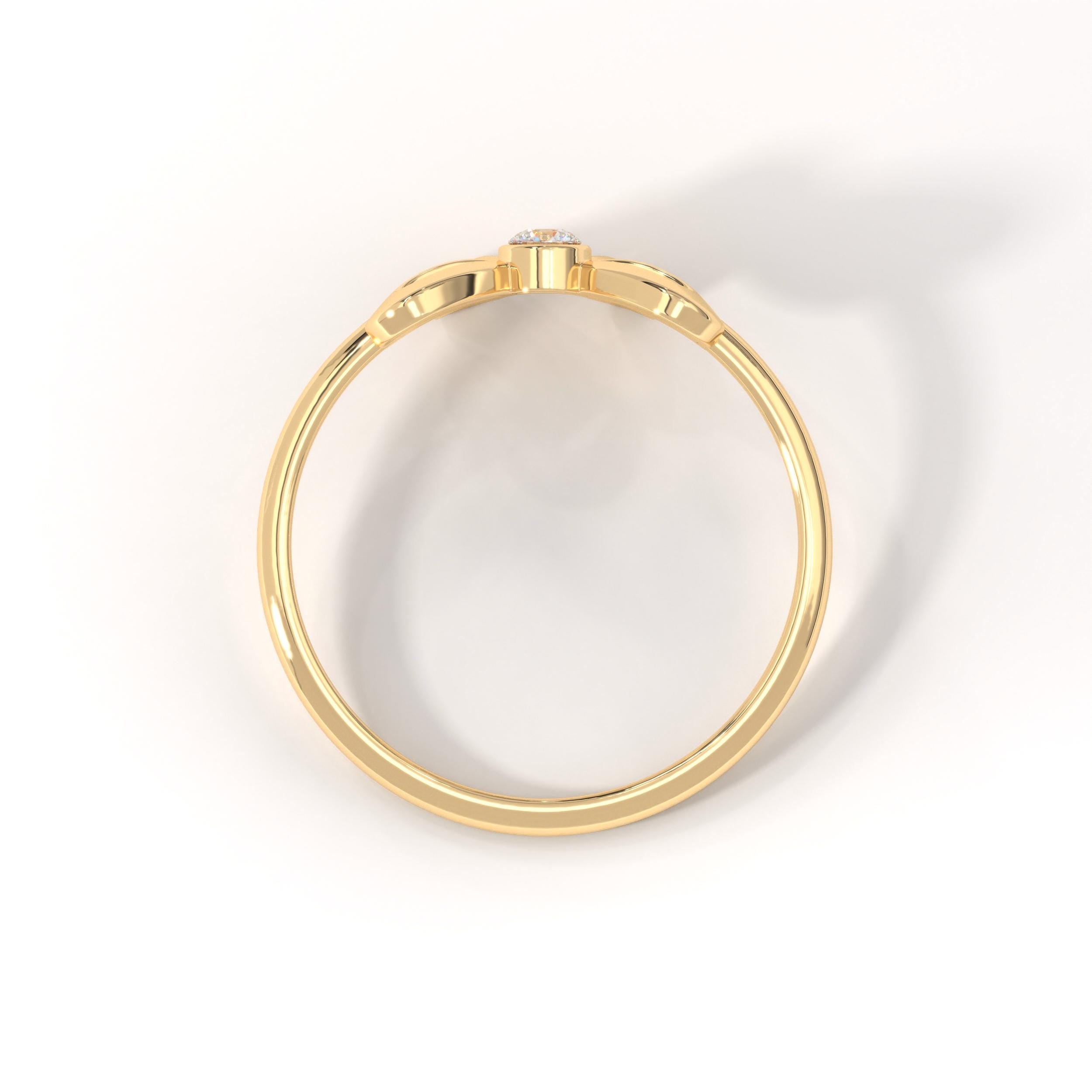 Bow Tie Diamond Ring 14K Solid Gold: Little Bowknot Ring, Bezel Bowtie Moissanite Knot Ring for Women