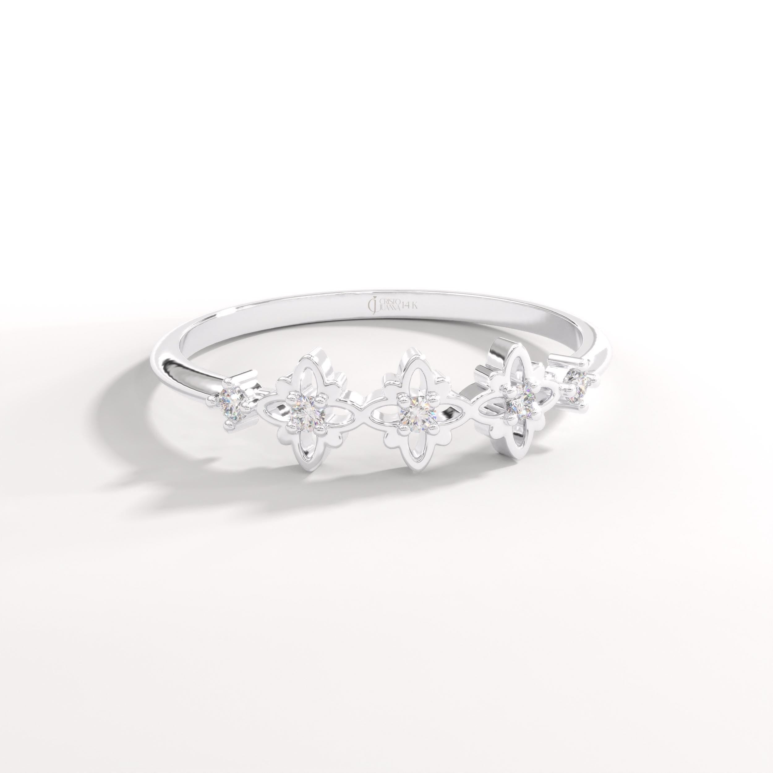 ✝️ Rosary Cross Diamond Ring | 14K Solid Gold Tiny Moissanite Band

Minimal yet deeply meaningful, this Rosary Cross Diamond Ring blends spiritual symbolism with modern elegance. Featuring scattered tiny stones arranged in a delicate cross motif and subtle clover-inspired details, this handcrafted ring is designed for everyday wear and timeless devotion.