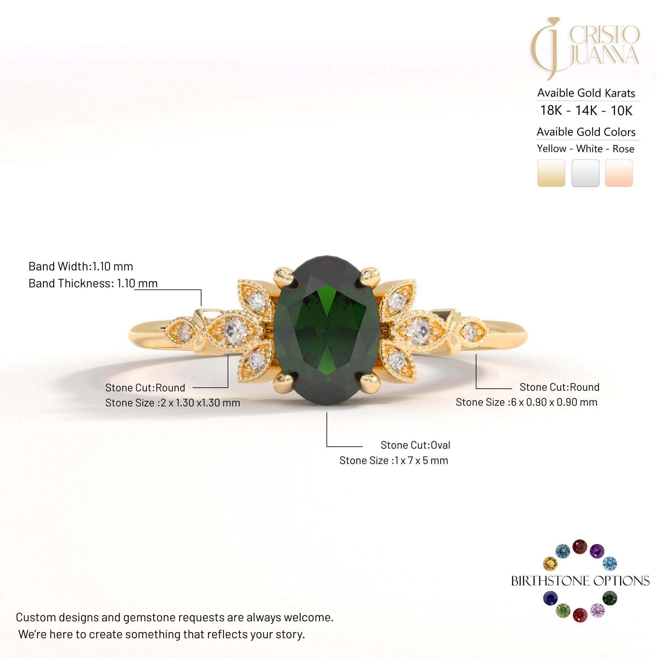 14K Solid Gold Peridot Ring, Oval Birthstone Ring with Side Diamond Band, Peridot Green Gemstone Rings for Women