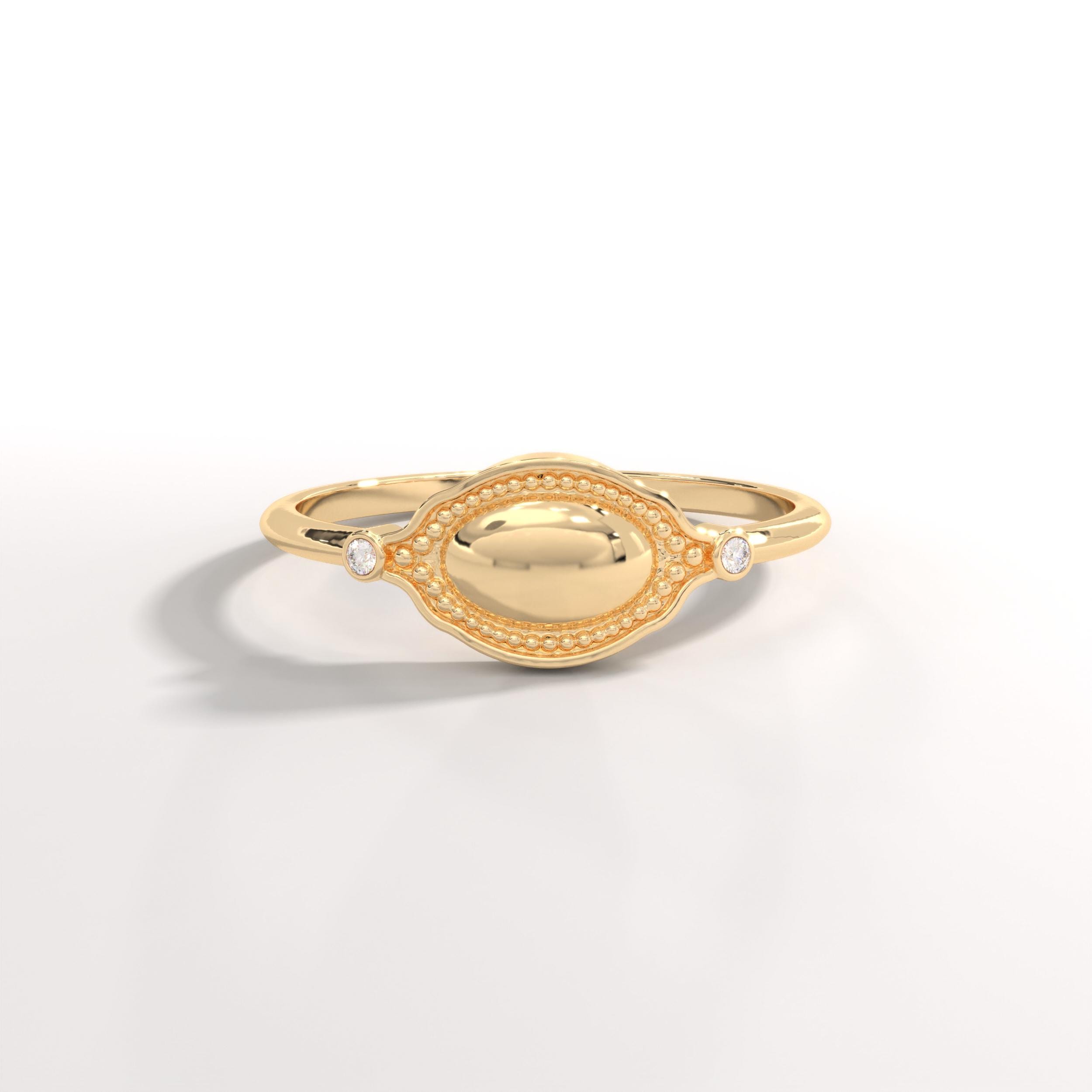 Dainty Diamond Ring 14K Solid Gold Floral Texture Band: Tiny Moissanite Flower Engrave Band