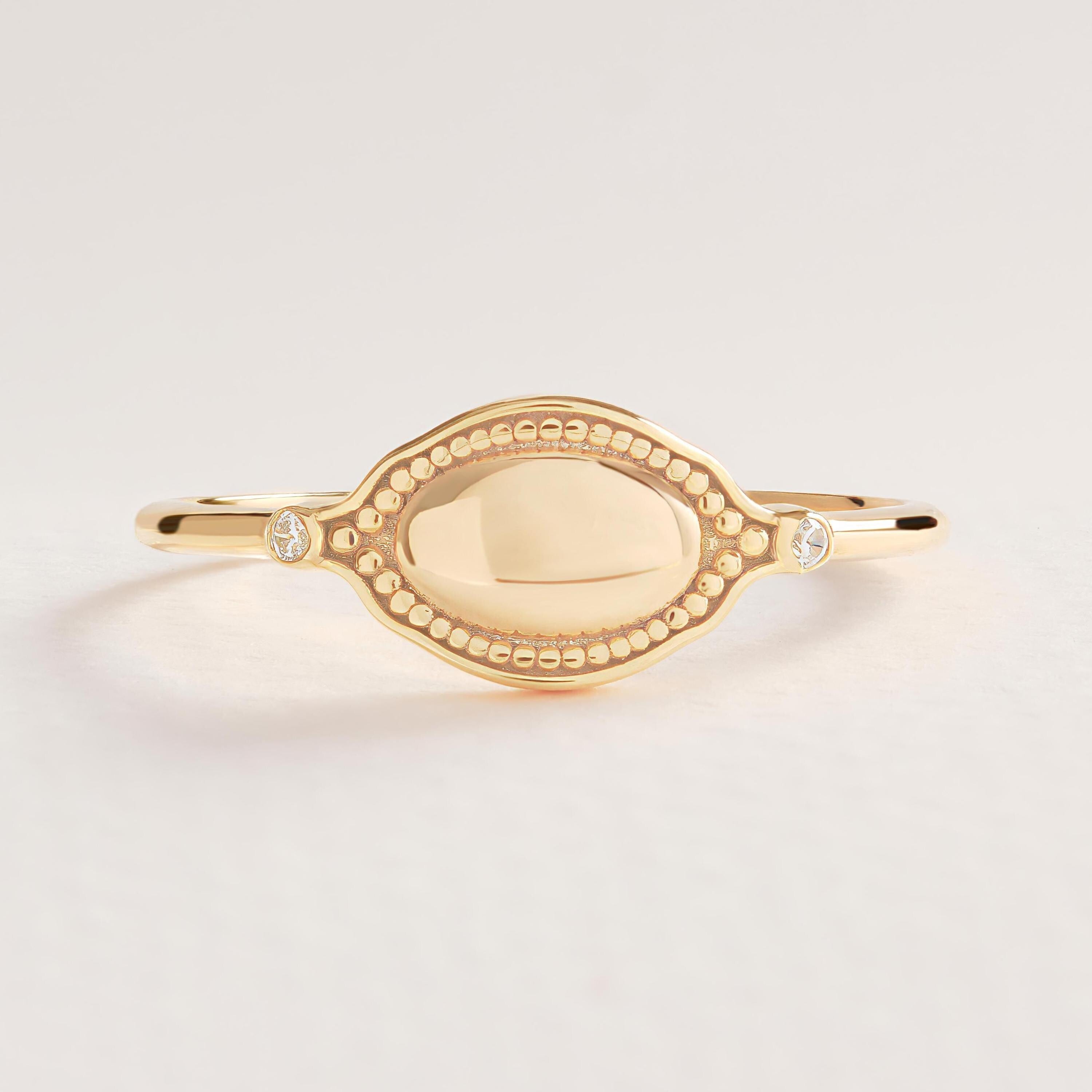 Dainty Diamond Ring 14K Solid Gold Floral Texture Band: Tiny Moissanite Flower Engrave Band