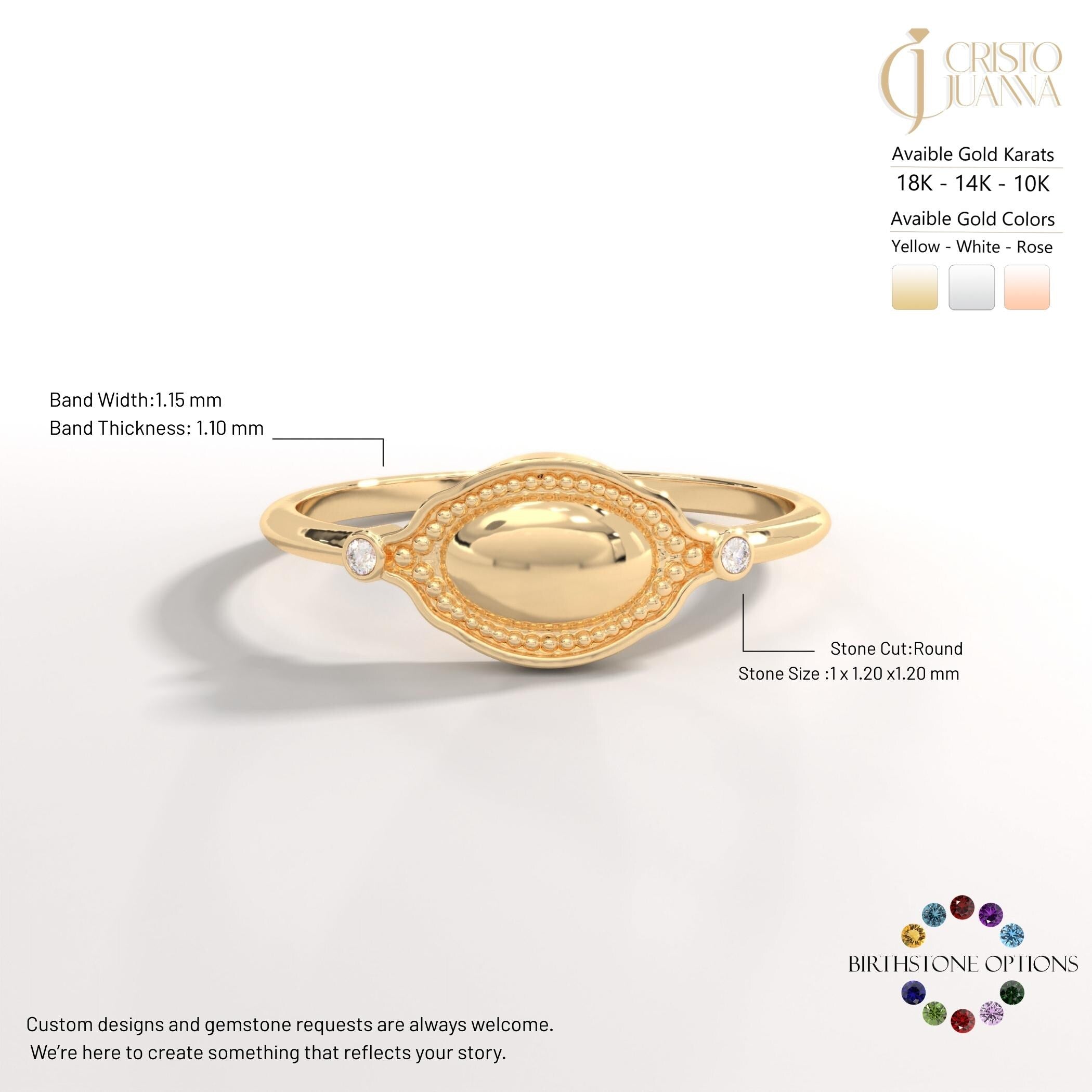 Dainty Diamond Ring 14K Solid Gold Floral Texture Band: Tiny Moissanite Flower Engrave Band